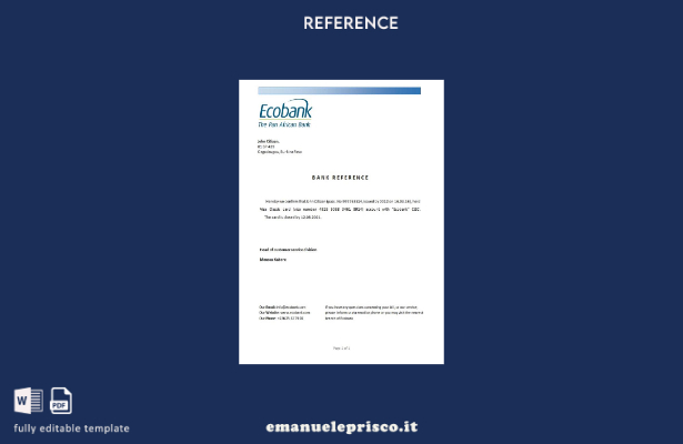 modello di riferimento per la chiusura dell'Ecobank Burkina Faso in stile verifi